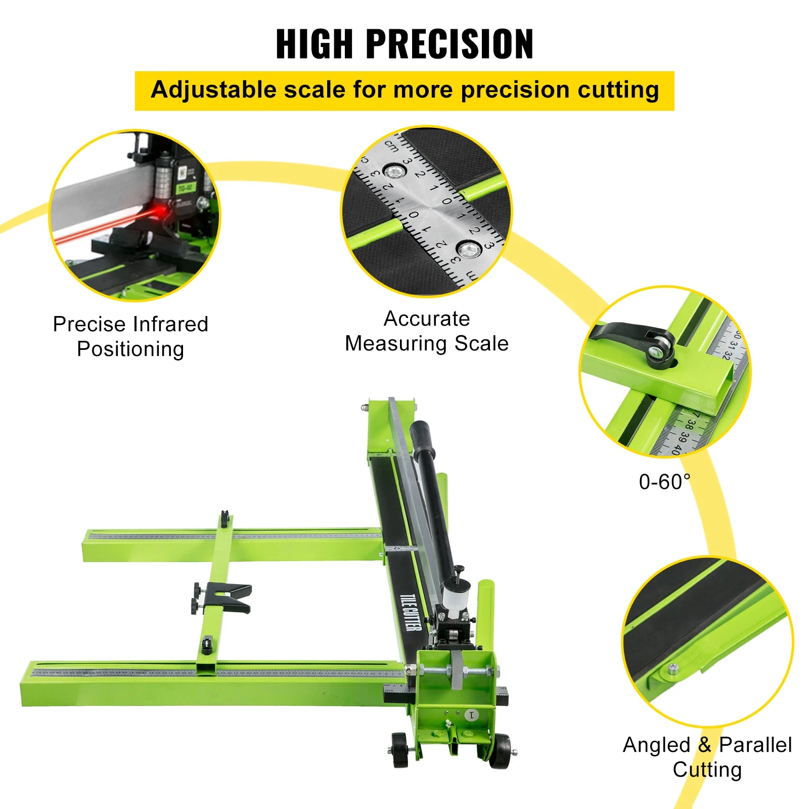 SucceBuy Manual Tile Cutter Infrared Laser Positioning Floor Cutter Knife Professional Hand Tool for Cutting Porcelain Ceramic