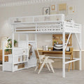 Size Loft Bed with Staircase, Metal Loft Beds with Storage Shelves amp Wardrobe, High Lofted Bed Frame, Loft Tall Bed for Boys