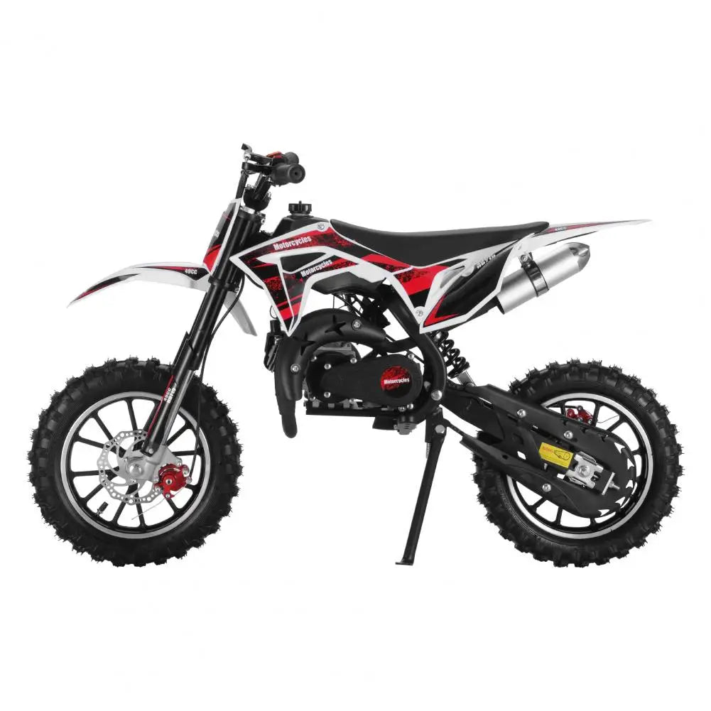 49cc 2-Stroke Kids Dirt Bike Gas Power Motocross Off Road Mini Motorcycle Pocket Motorbike Front Rear Disc Brakes Pull Start