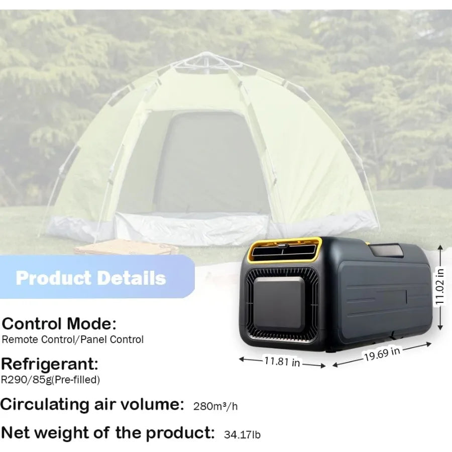 4500BTU Portable Air Conditioner 5in1 Cooling Unit with Installation Kit for Camping Tent Truck RV Van and Home Use Low Power C