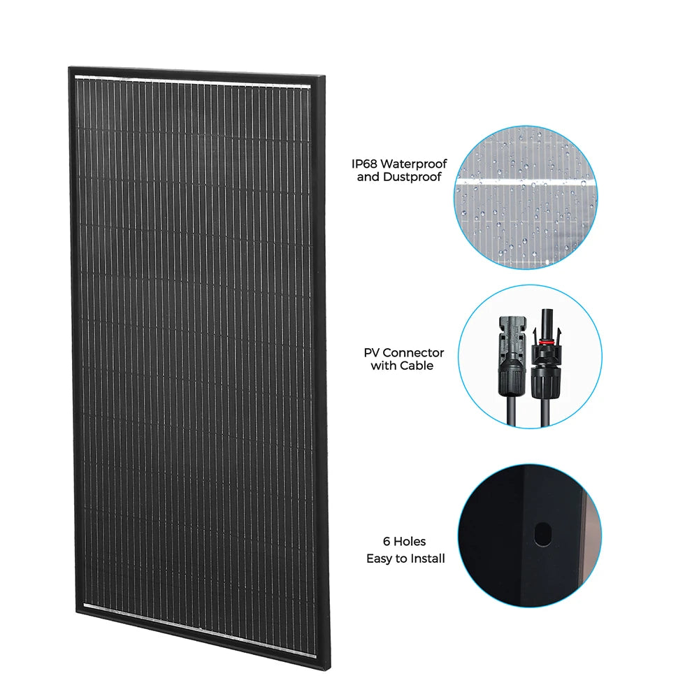 18V 200W Solar Panel Battery Charger Lightweight Photovoltaic Monocrystalline Module House Car RV Yacht Lights Pump Power Supply