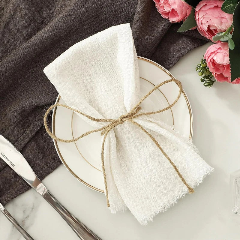 6/12pcs Vintage Rustic Napkins Retro Burr Soft and Absorbent Napkin Cloth Linen for Wedding Party Table Decorations 32x32cm