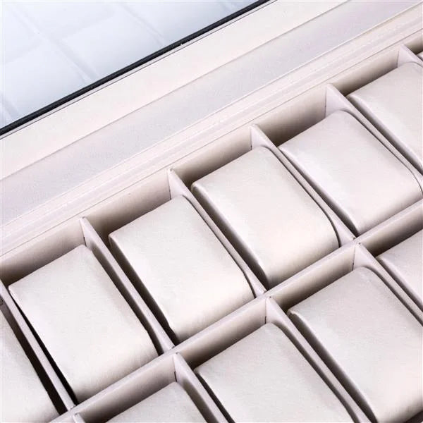 24-Slot Luxury Watch Box – High-End Leather Watch Case with Glass Top, Wooden Interior & Cushioned Slots for Collector's Storage