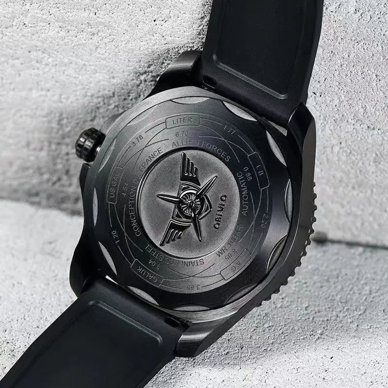 OBLVLO men's watch with luminous double-sided openwork automatic mechanical strong movement, a novel mechanical watch for men