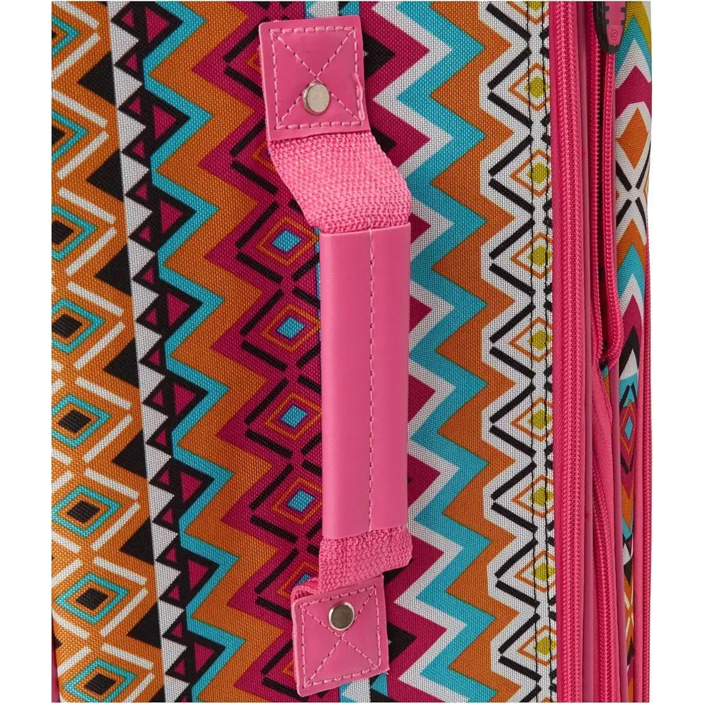Tribal Design 4-Piece Luggage Set with Telescoping Handles: 14, 19, 24, 28 Softside Cases