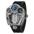 PINDU Design New Top Brand Men's Quartz Wristwatches Engine Engine Silicone Strap Compass Waterproof Watch For Men Watches