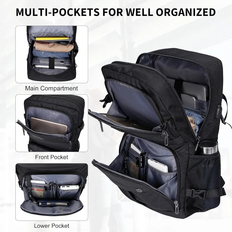 WITZMAN Carry on Travel Backpack for Men Women Laptop Backpack with USB Charging Port Airline Approved B683 Classic Black