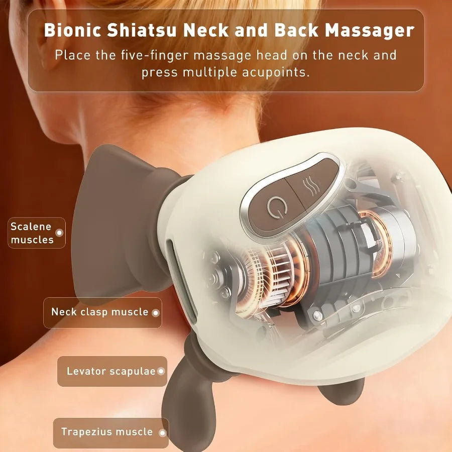 4D Wireless Neck Shoulder Massager Bionic Hands Deep Tissue Massage Portable Electric Kneading Shiatsu Back Massager 3 Relax Ma