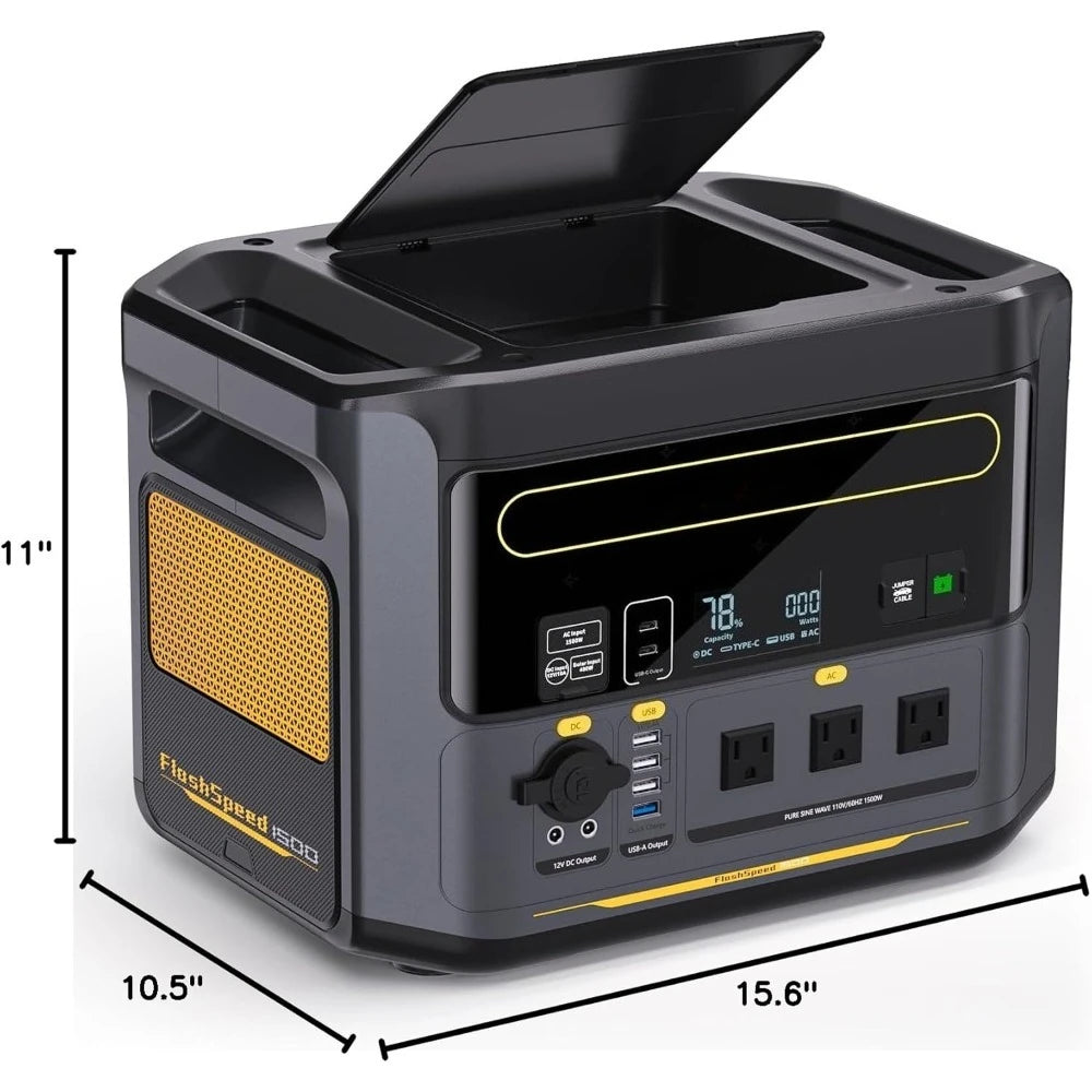 FlashSpeed 1500 Power Station 1548Wh Solar Generator 1500W(3000W Peak) Backup LFP Battery Expandable To 3096Wh Recharge
