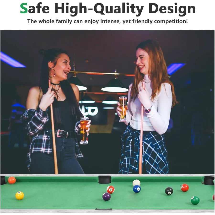 Portable Billiard Table 3FT 4FT 6FT Wooden Game Table with Cues Balls Triangle Chalks Brush for Adults Home Game Room Bar Indoo
