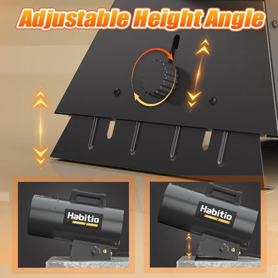 125000 BTU Portable Torpedo Propane Heater for Jobsite Garage Construction Sites 10 ft Hose with Regulator CSA Certified