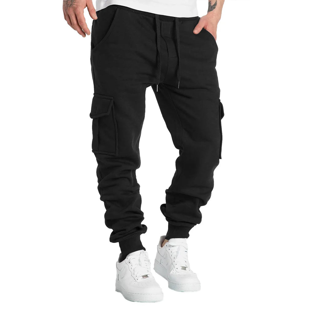 New Mens Sweatpants Straight Fit Joggers for Sports and Streetwear Loose Oversized Drawstring Long Pants Men Multi-pocket Pants