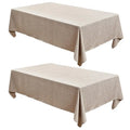 Faux Linen Tablecloths Rectangle 60 x 102 Inch 2 Pack Neutral Table Clothes for 68 Foot Tables, Nature Faux Burlap Kitchen Table