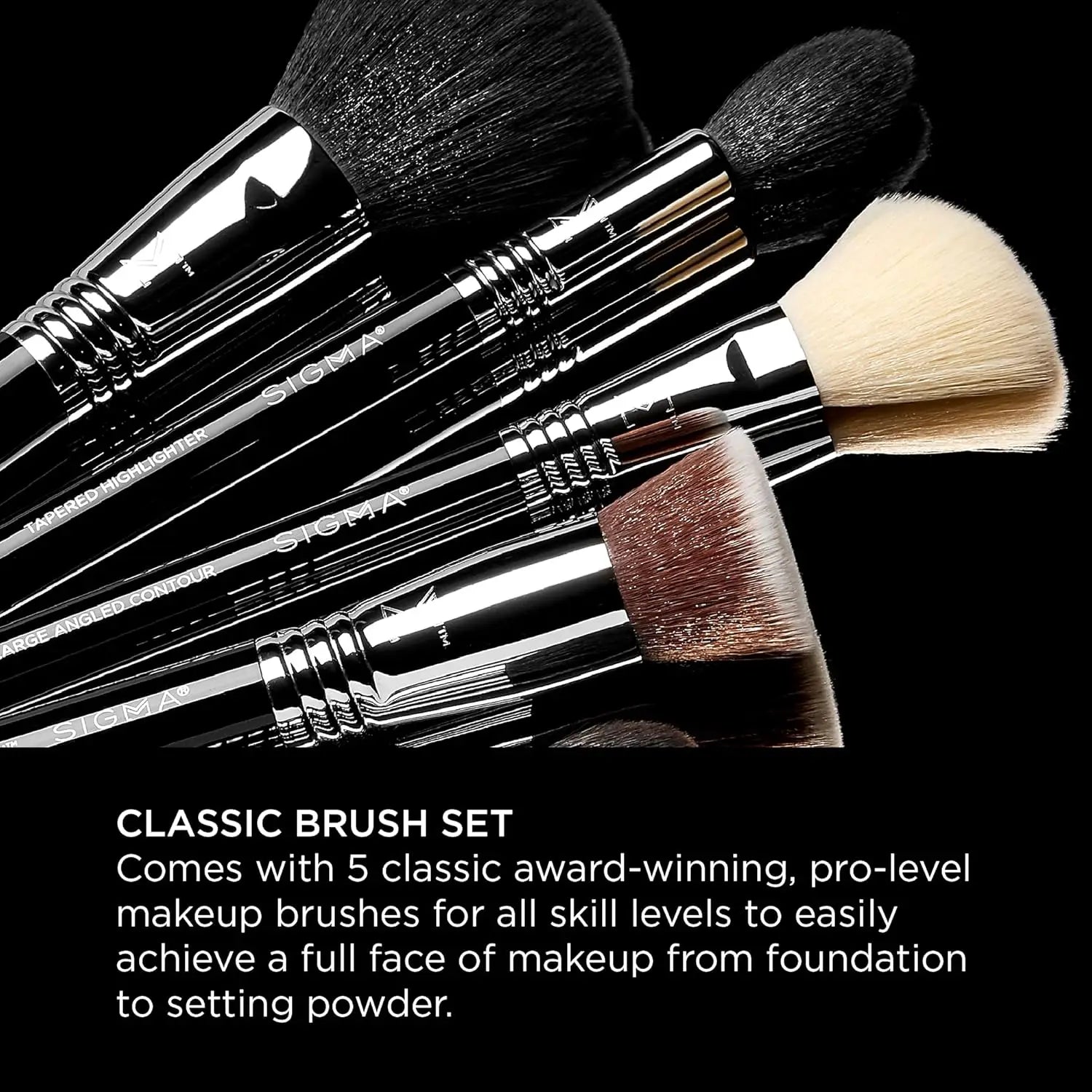 5-Piece Professional Makeup Brush Set for Full Face: Foundation, Concealer, Blush, Contour & Highlight