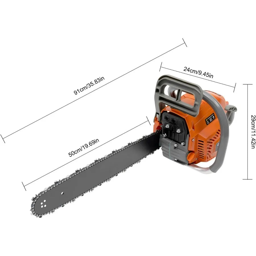 20Inch Gas Chainsaw 2-Stroke 58CC Gasoline Powered Chainsaw for Cutting Wood in Forest Garden and Farm Applications with Cordle