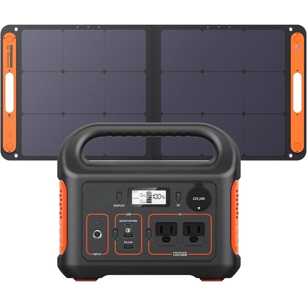 293Wh Lithium Backup Battery Generator 300 - 1×SolarSaga 100W Solar Panel 110V/300W Pure Sine Wave AC Outlet Customized