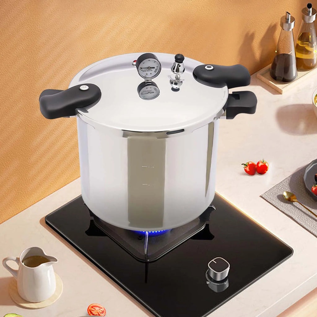 22L/23qt 90Kpa Pressure Canner And Cooker With Pressure Gauge Explosion Proof Safety For Apartment Living, Camping, Motor Homes