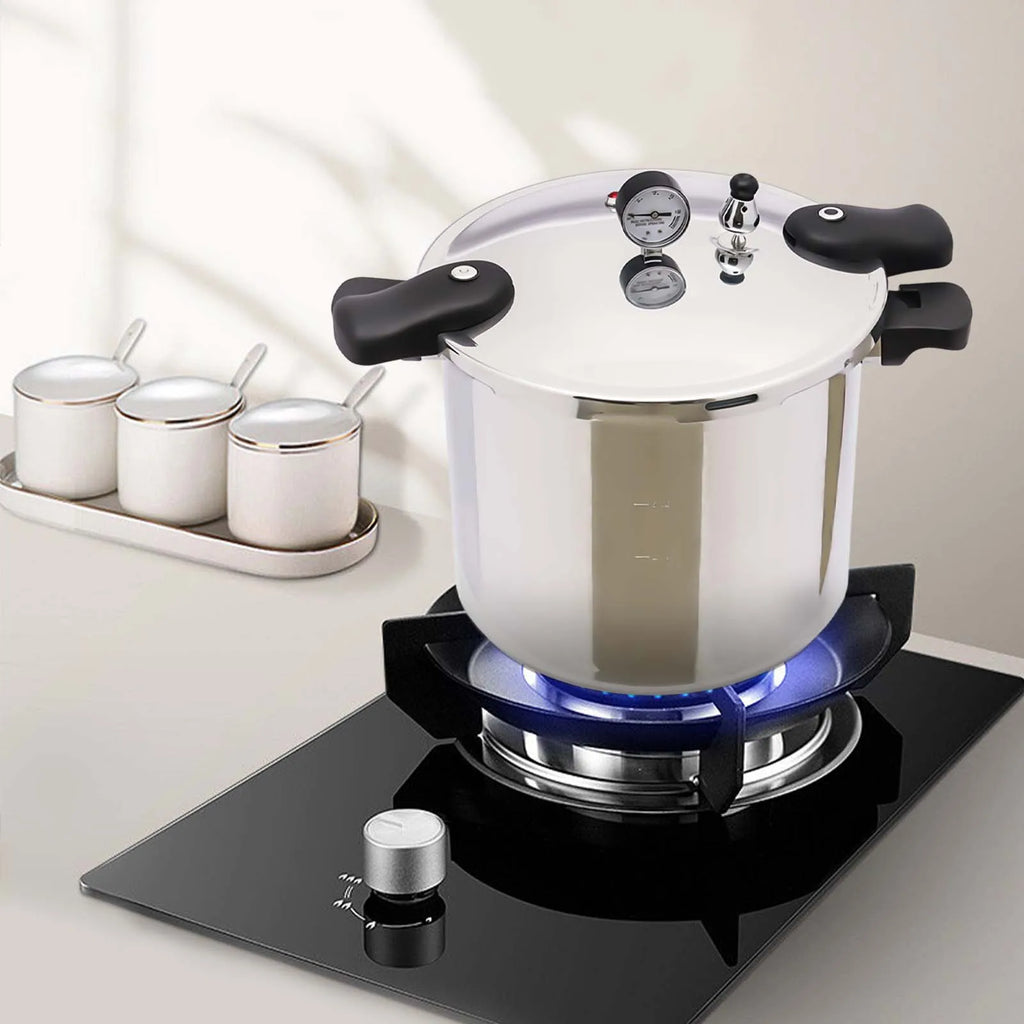 22L/23qt 90Kpa Pressure Canner And Cooker With Pressure Gauge Explosion Proof Safety For Apartment Living, Camping, Motor Homes
