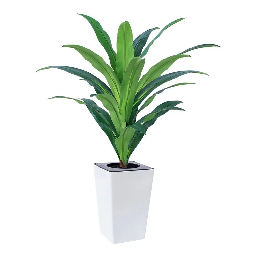Artificial Dracaena Tree with White Tall PlanterTall Potted Faux Plants Indoor Fake Floor Plant for Home Office Living Room Outd