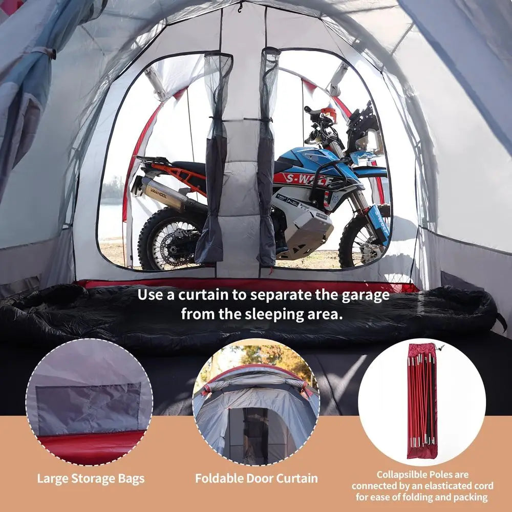 2-Person Waterproof Camping Tent for Motorcycles, Ideal for Hiking and Backpacking Adventures