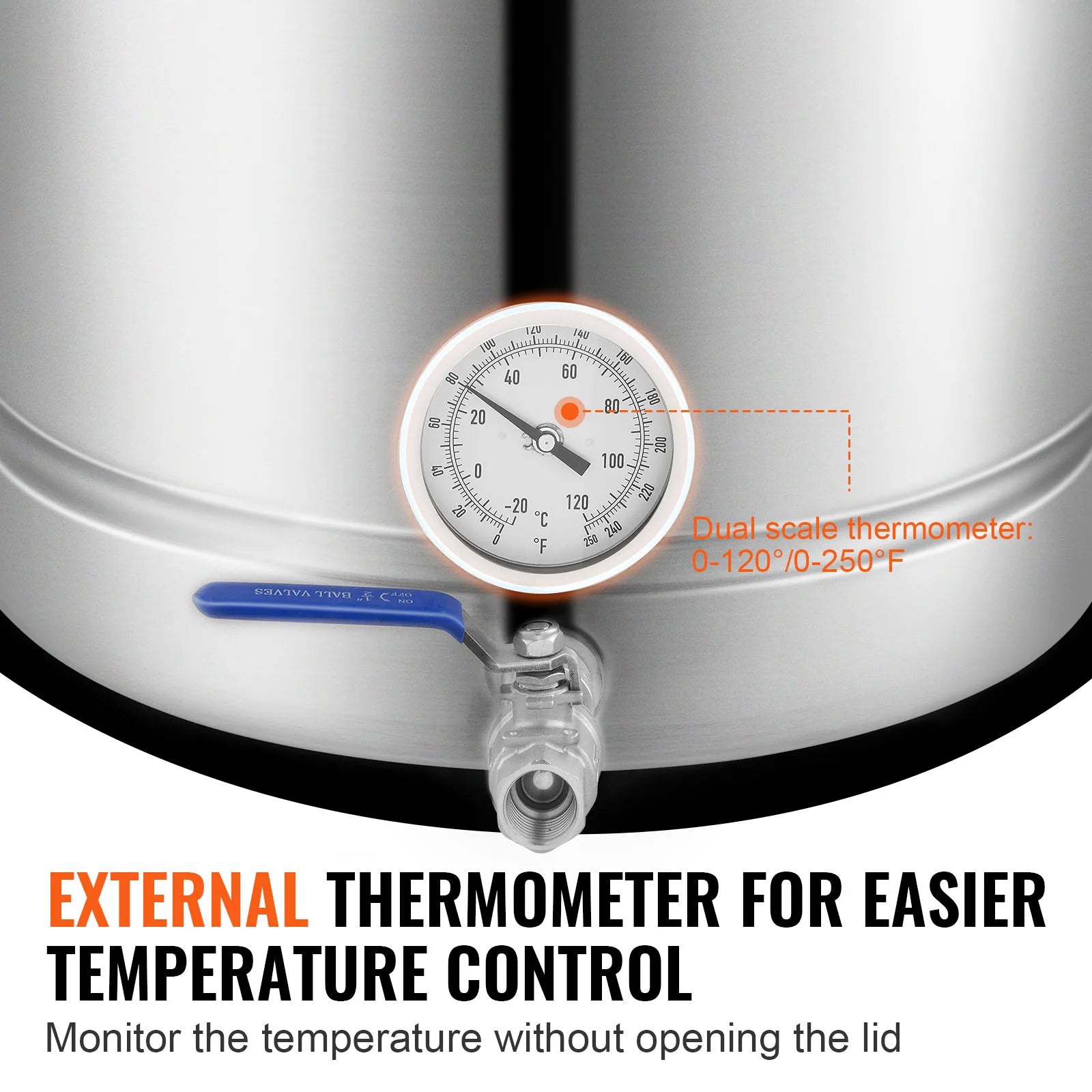 SucceBuy Stainless Steel Kettle 16 GALLON Brewing Pot Tri Ply Bottom for Beer Brew Kettle Pot Home Brewing Supplies Includes Lid