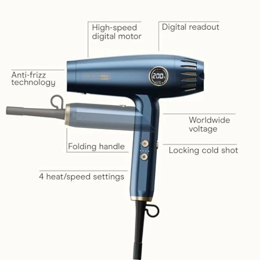 Infiniti PRO by DigitalAIRE 2.0 Hair Dryer 1875W Frizz-Reducing Ionic Hair Blow Dryer with Diffuser Up to 5X More Speed and 90