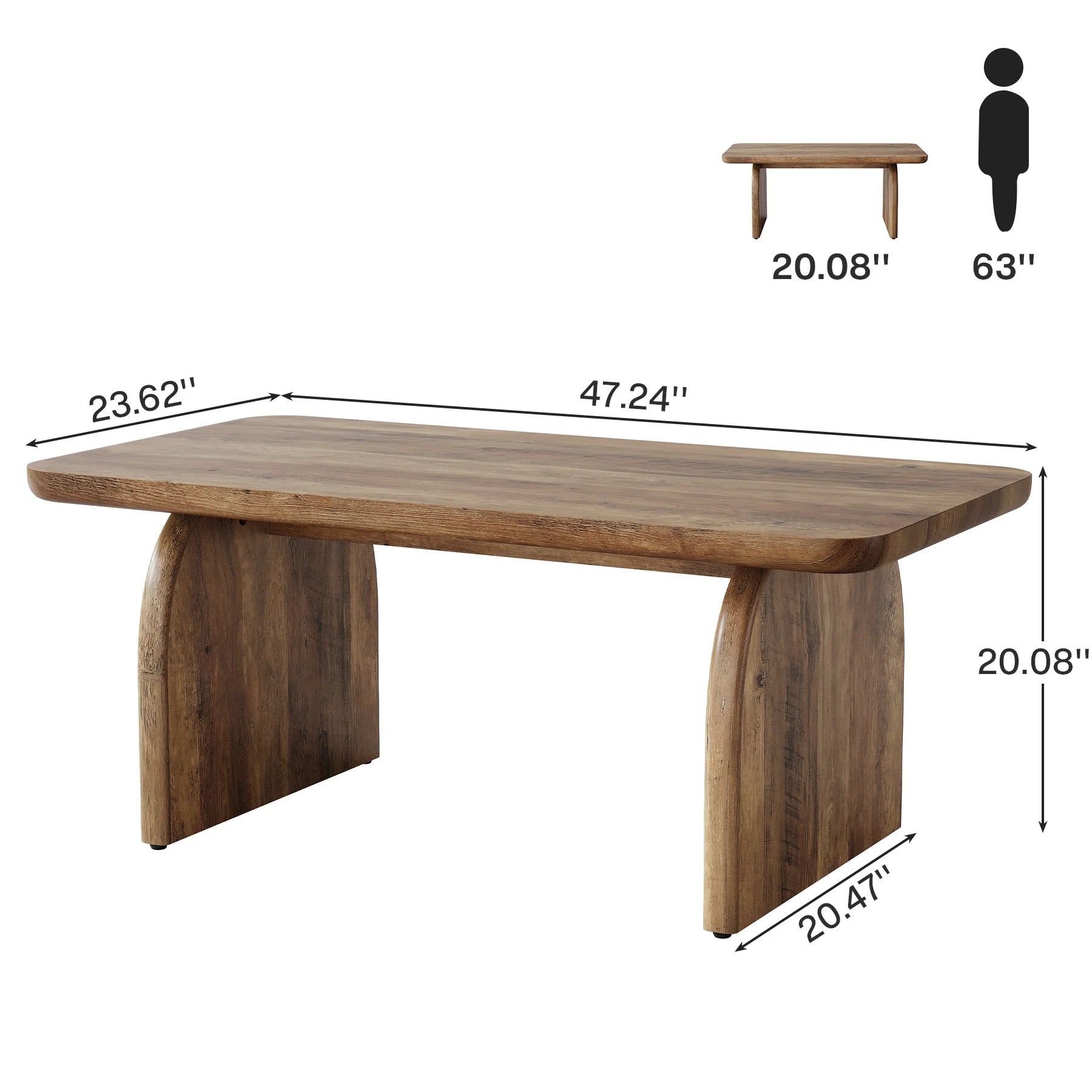 Tribesigns Farmhouse Rectangular Coffee Table, 47.24-Inch Engineered Wood Center Cocktail Tea Table with Sturdy Base