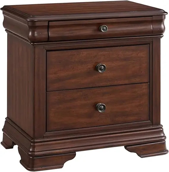 Cherry Wood Stark 3-Drawer Nightstand with USB Charging Port by Picket House Furnishings