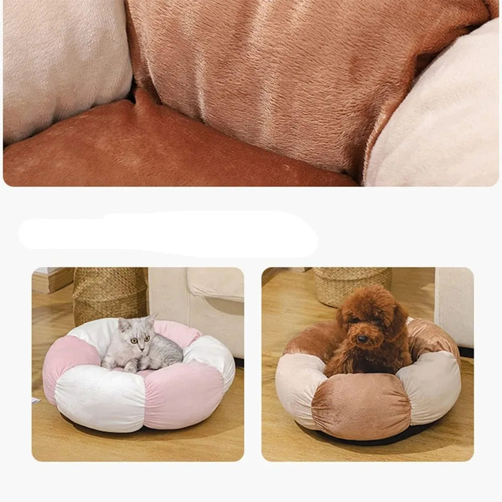 Medium Round Washable Dog and Cat Bed, 40x40cm Cushioned Mat for Warm Sleep, Gray 60cm Nesting Pet Bed