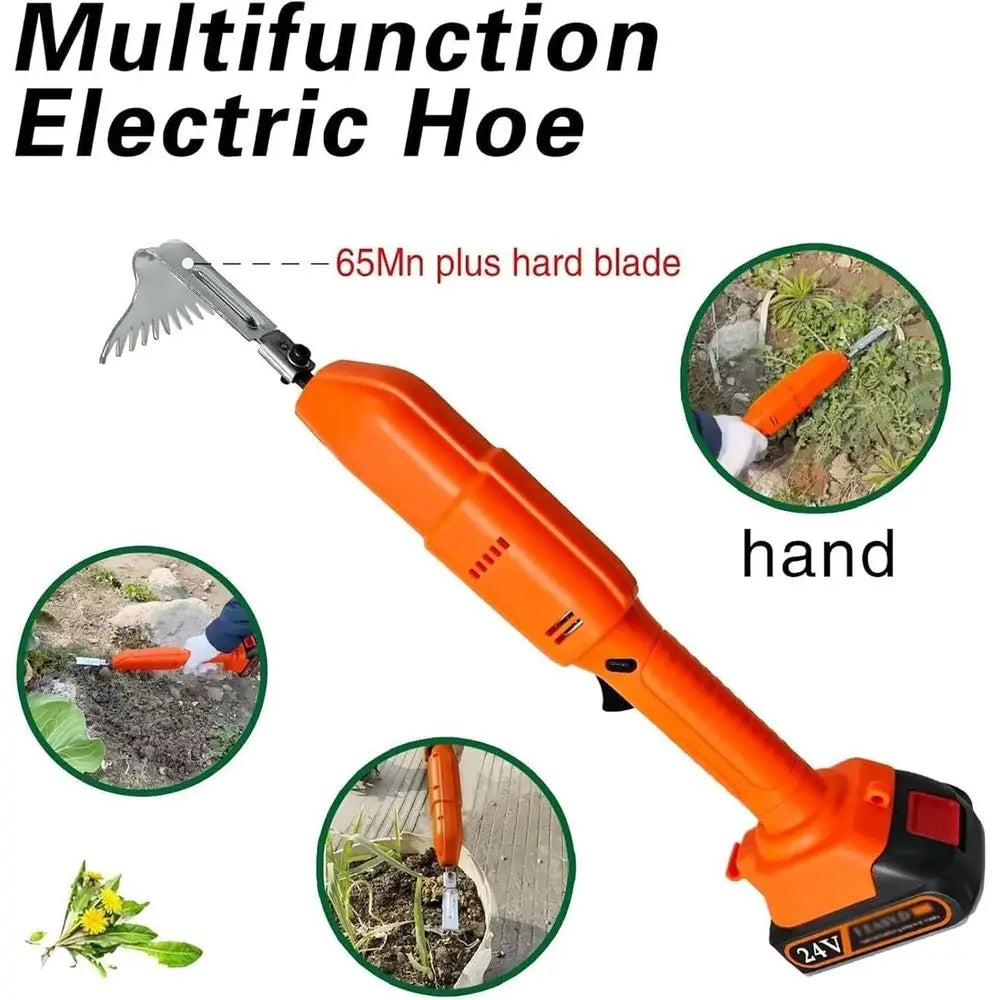 Telescopic Electric Cultivator with Rechargeable Lithium Battery, 2-in-1 Garden Tool for Soil Loosening and Weed Removal