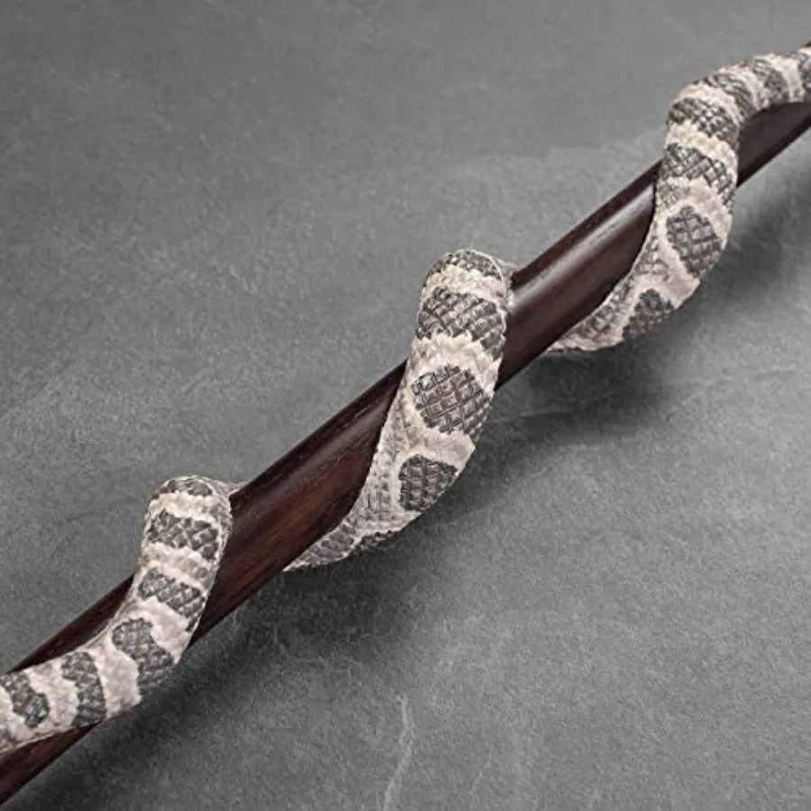 Asterom Luxury Hand-Painted Rattlesnake Walking Cane for Men and Women - Unique Wooden Carved Snake Walking Stick in Brown with