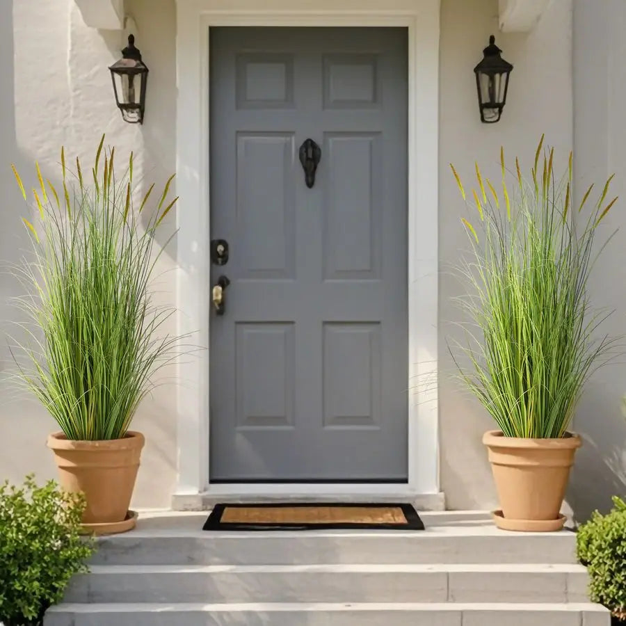 4ft 2Pack Artificial Cattail Reed Grass, 47.2 Artificial Indoor Outdoor Fake Onion Grass Plant, Home Office Wedding Decorative P