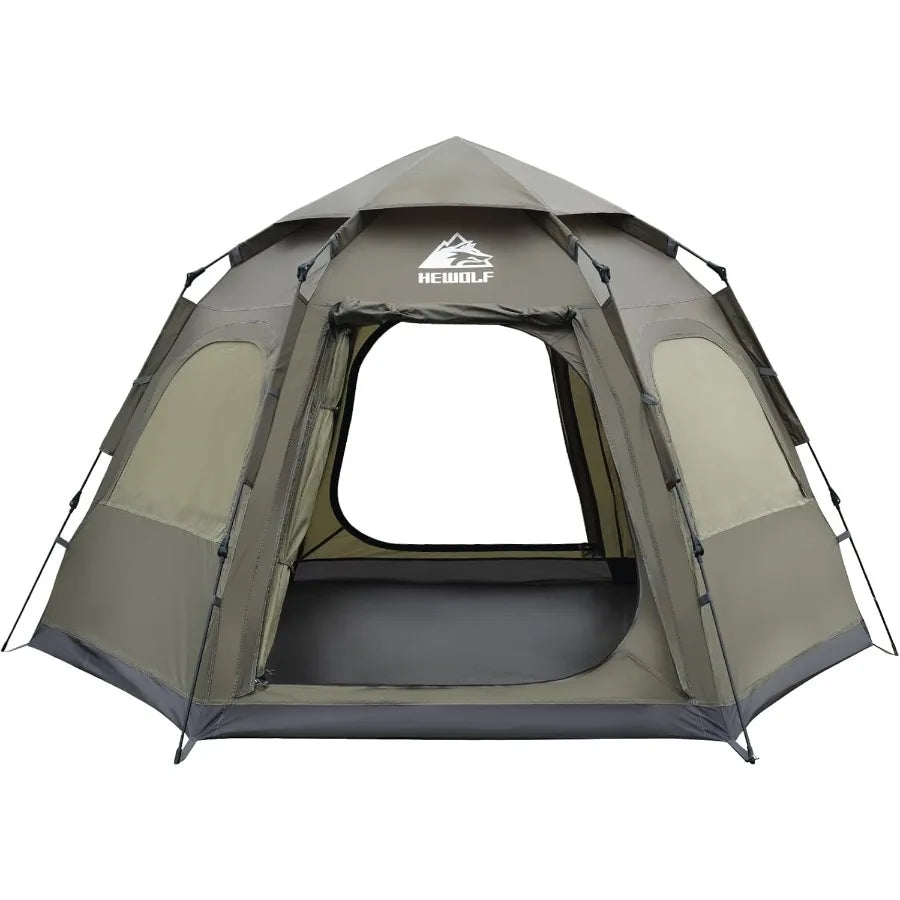2 3 4 Person Camping Tent Instant Pop Up Waterproof 2 Doors Tent with Easy Setup 3Season Hexagonal Dome Design for Family Hikin