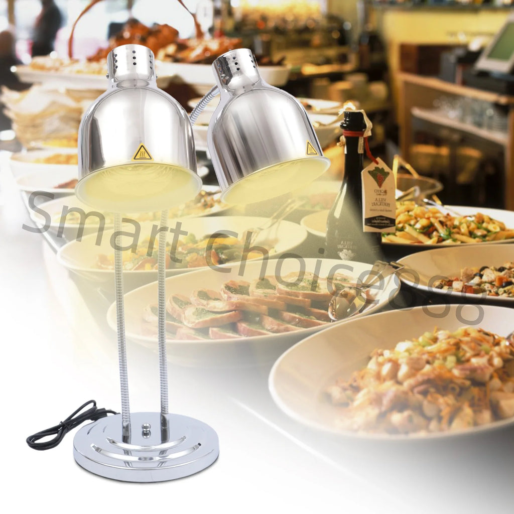 2 Light Food Heat Lamp Commercial Hotel Equipment Stainless Steel Food Warmer 110v/250w Restaurant Kitchen Buffet