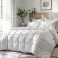 Goose Feather Down Fiber Comforter Queen Full Size All Season, Hotel Collection Fluffy 100 Cotton Cover Duvet Insert, Medium War