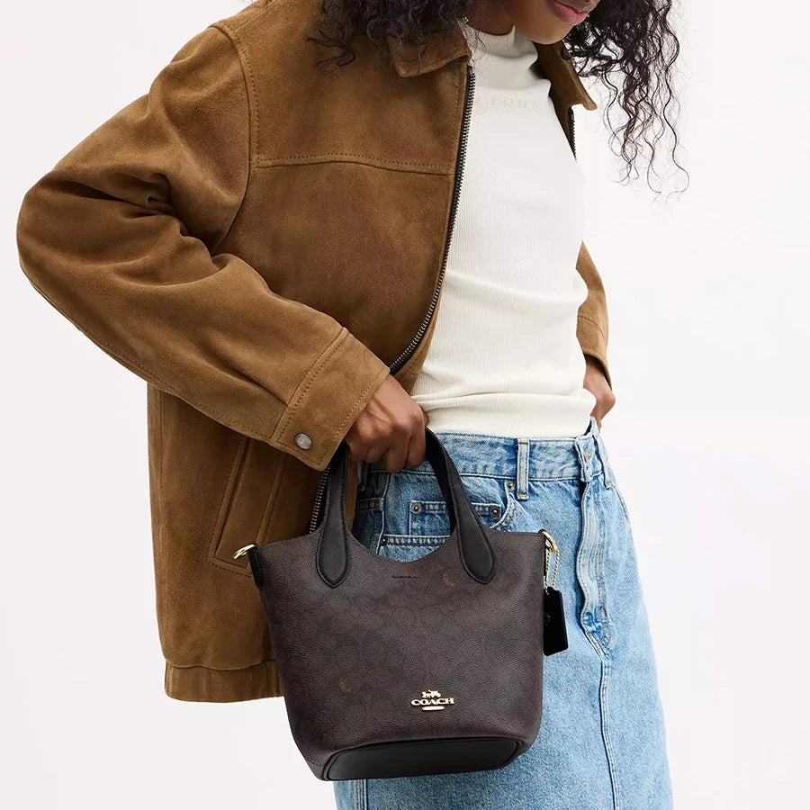 Coach Hanna Bucket Bag In Signature Canvas Crossbody Bags For Women Ladies Handbag Casual Purses