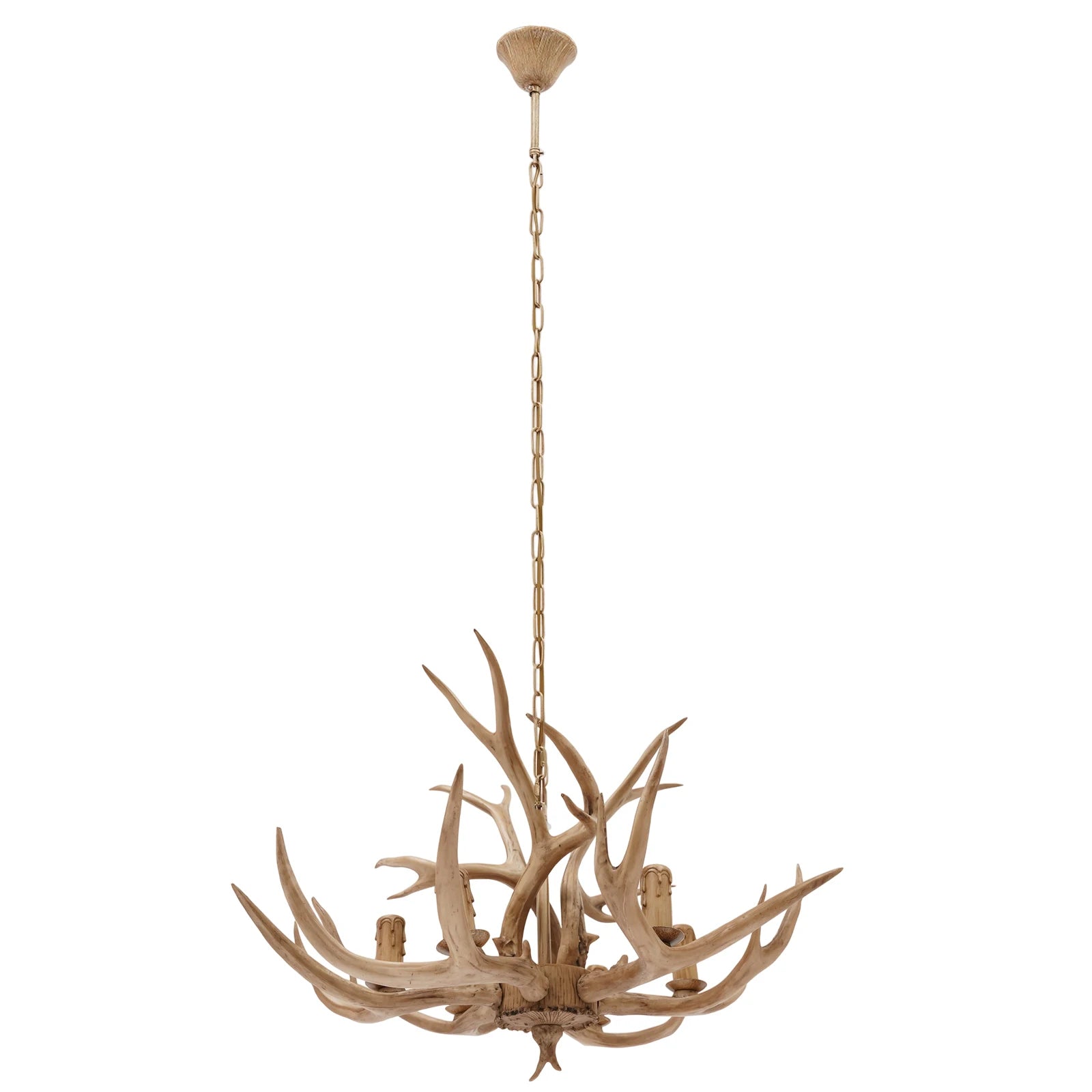6 Heads Vintage Resin Deer Horn Antler Candelabra Light Chandelier Ceiling Pendant Lamp Home Decoration Lighting