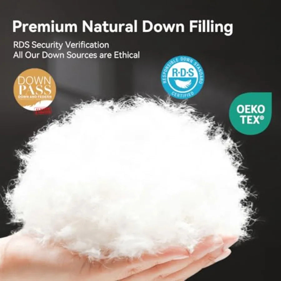 King Size Goose Down Fiber Comforter 750+ Fill Power Hotel Style Bedding 1200TC Fluffy Ultra Soft All Season Gray Duvet Insert