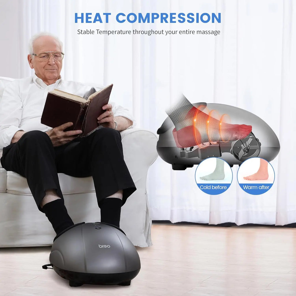 Electric Foot Massager with Heat, Deep Tissue Kneading for Relaxation and Pain Relief, Fits Up to Men's Size 14