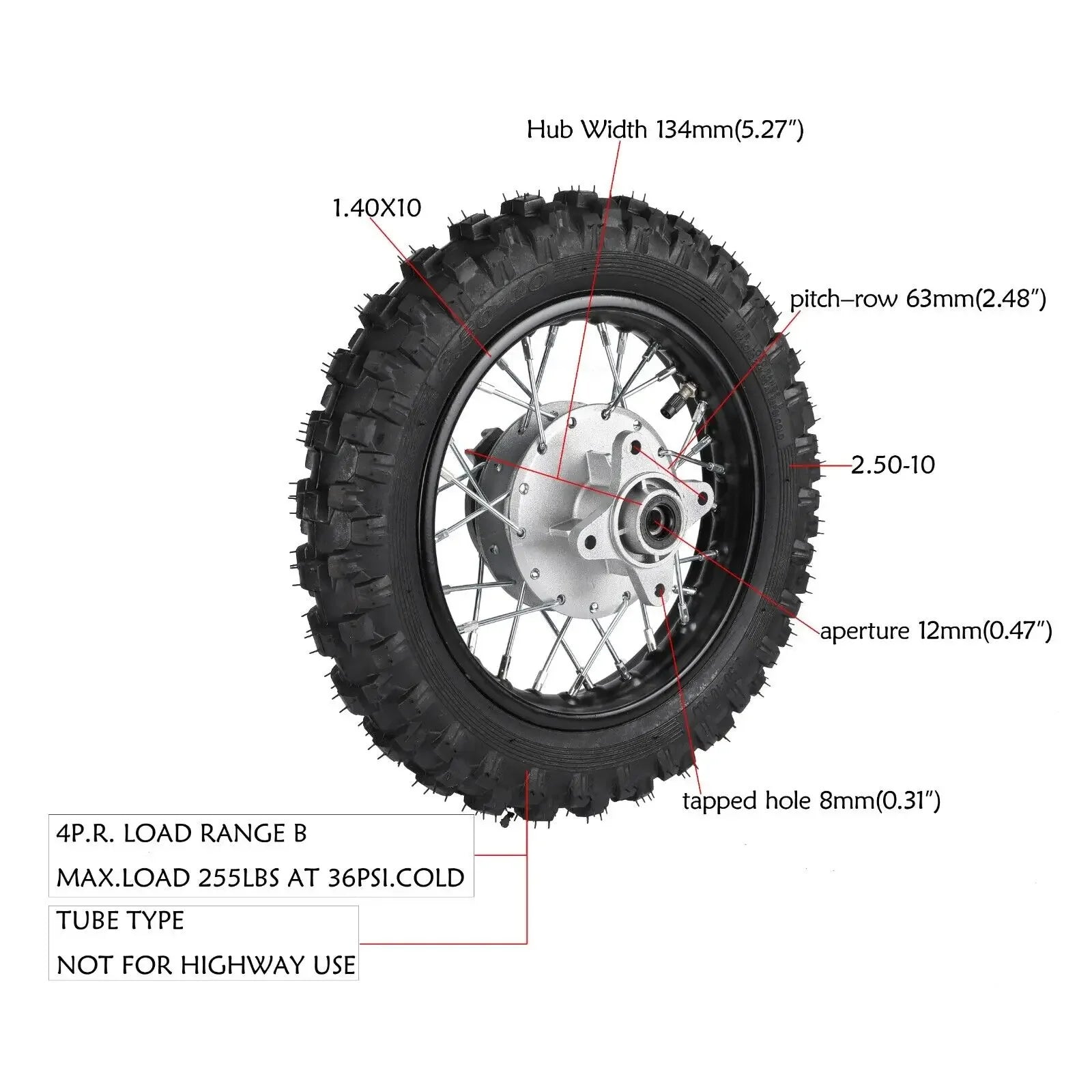 2.50-10'' 12/14''/16/ 17'' Rim Wheel Tire Tyre Disc/Drum Brake for Pit Dirt Bike 70cc 90cc 110cc 150cc 160cc Petrol scooter