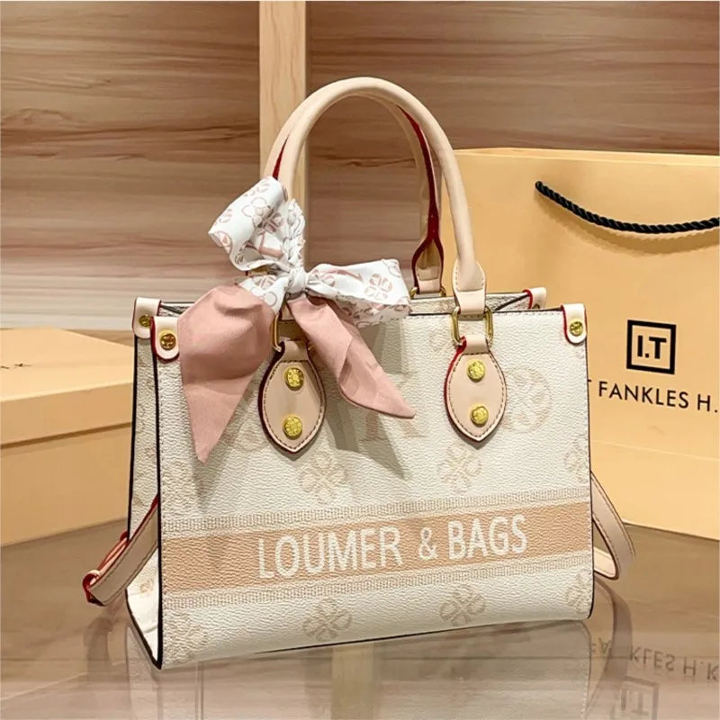 Light luxury brand women's handbag 2025 new autumn and winter fashion high-end sense contrasting color shoulder bag tote bag