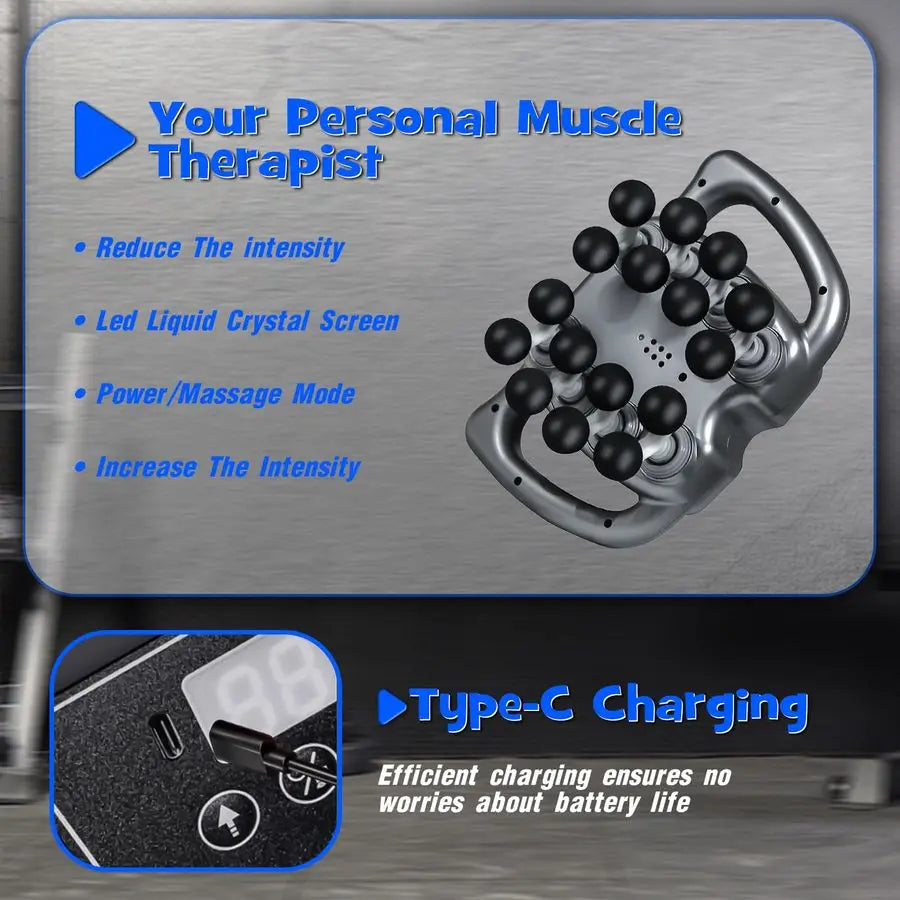 Head Massage Gun Deep Tissue, 9 Modes amp 99 Speeds Percussion Massager, 22800 RPM Muscle Gun with Quad Motor, Quiet Back Massag