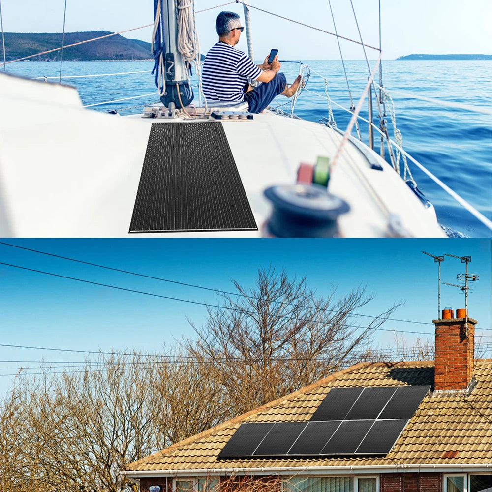 200 Watt Solar Panel Battery Charger Lightweight 18V Monocrystalline Module House Car RV Yacht Lights Pump Power Supply Camping