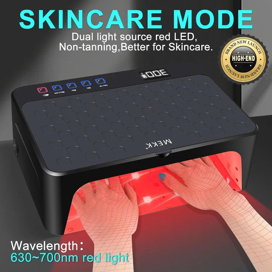 UV LED Nail Lamp Luxury Cordless UV Light for Gel Nails with Red Light Skincare4+2 Timer Modes TwoHand Design Professional Nail