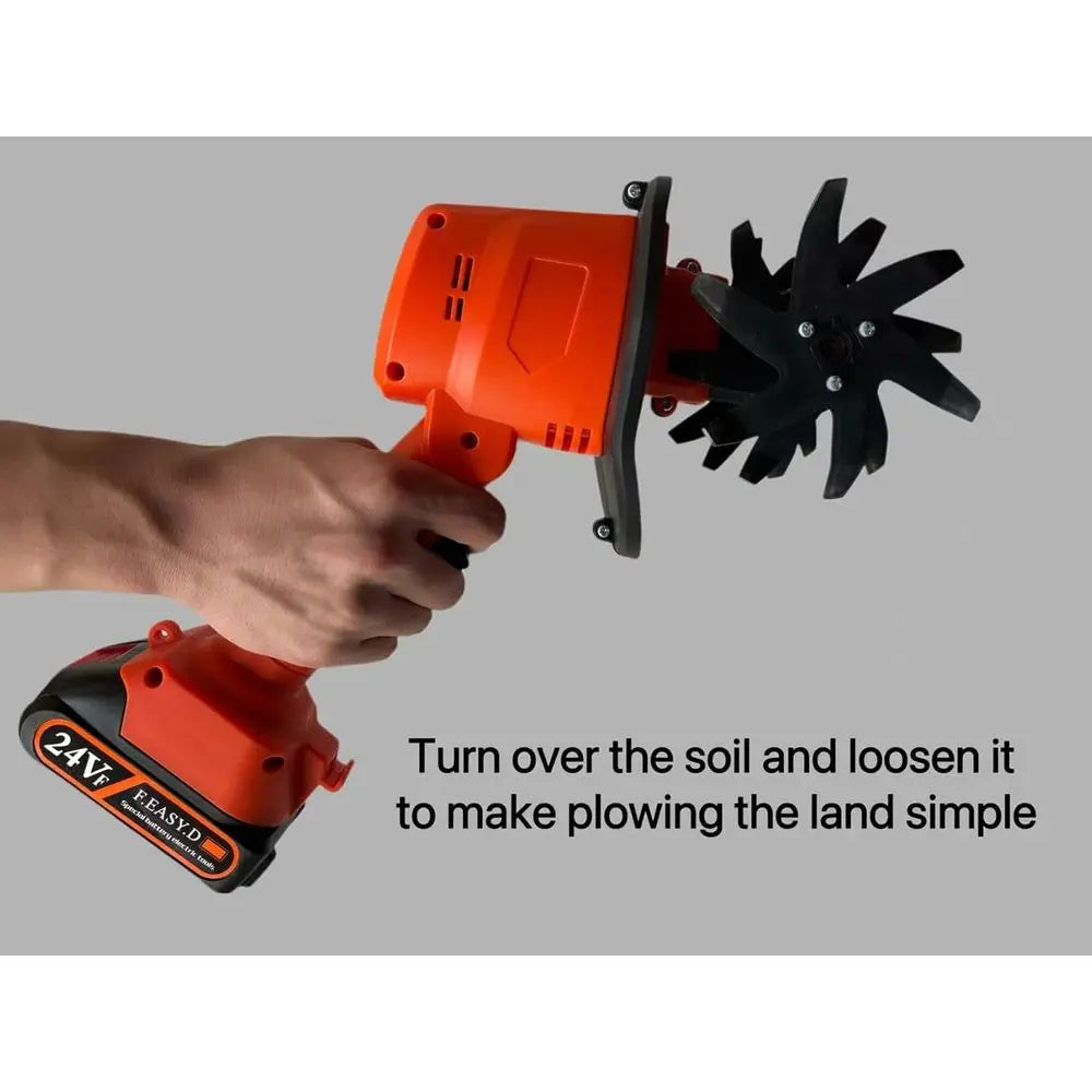 Telescopic Pole Cultivator with Rechargeable Lithium Battery, 2-in-1 Garden Tool for Soil Tilling and Weed Removal