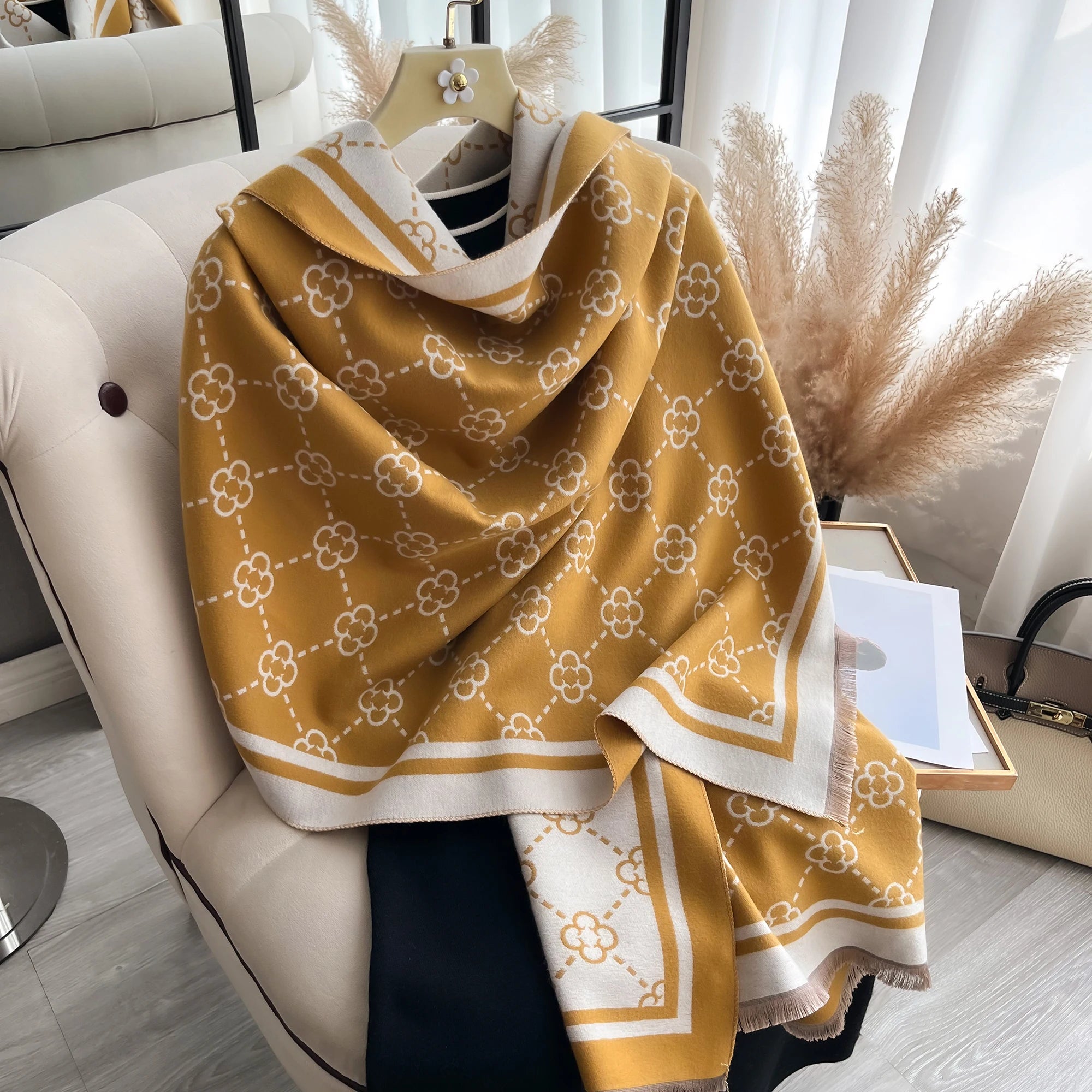 Luxury Cashmere Plaid Scarf Winter Women Pashmina Shawls Warm Blanket Wraps Female Foulard Bandana Brand Thick Scarves Hijab