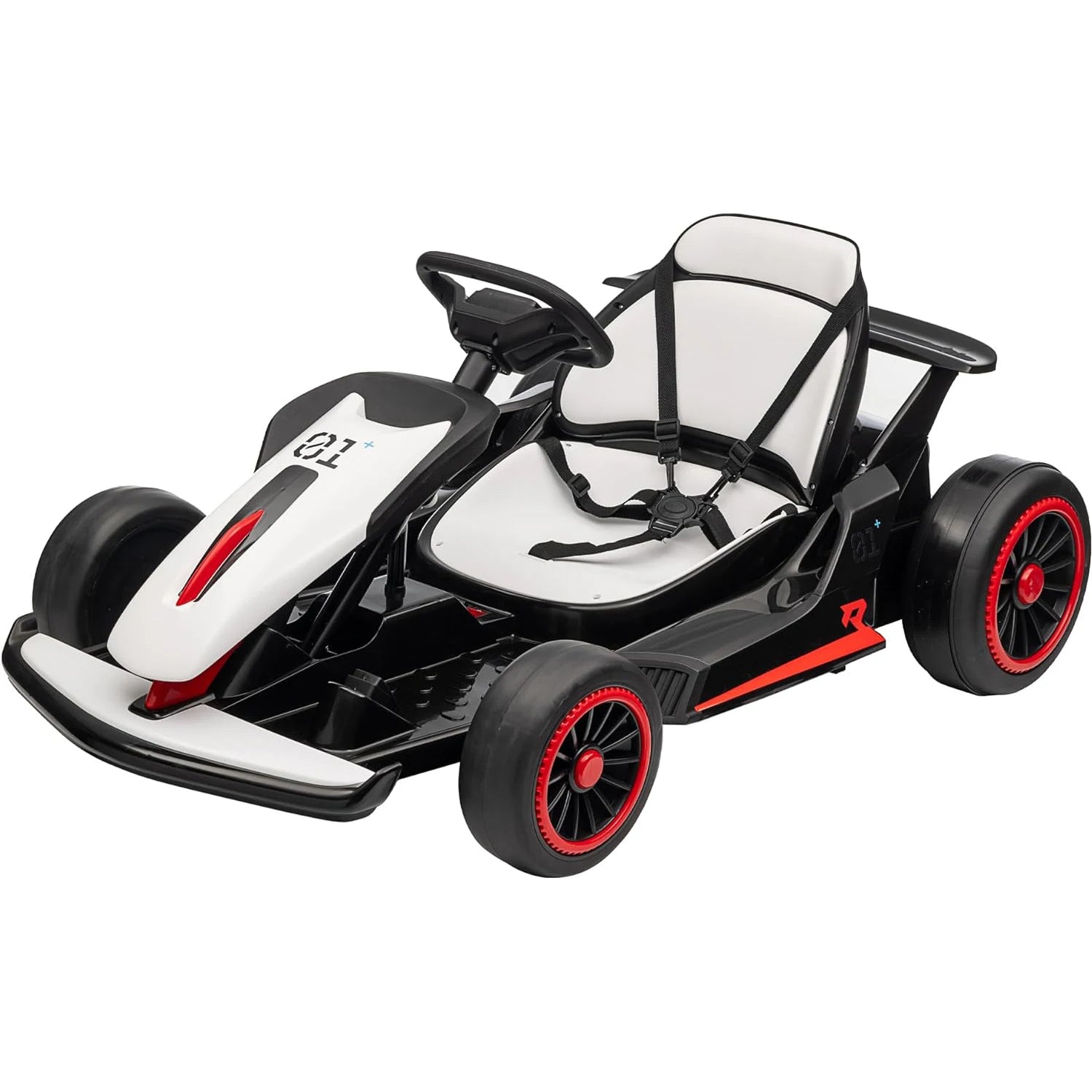 Go Kart, Electric Drift Kart Car with 24V 7Ah Outdoor Ride On Toy 2 * 200W Motor, 8.1 MPH, LED Lights 6-12 Years