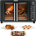 Large 24L Capacity Toaster Oven Air Fryer Combo with 17 Cooking Presets and 1700W Power Digital French Door Design with Convect