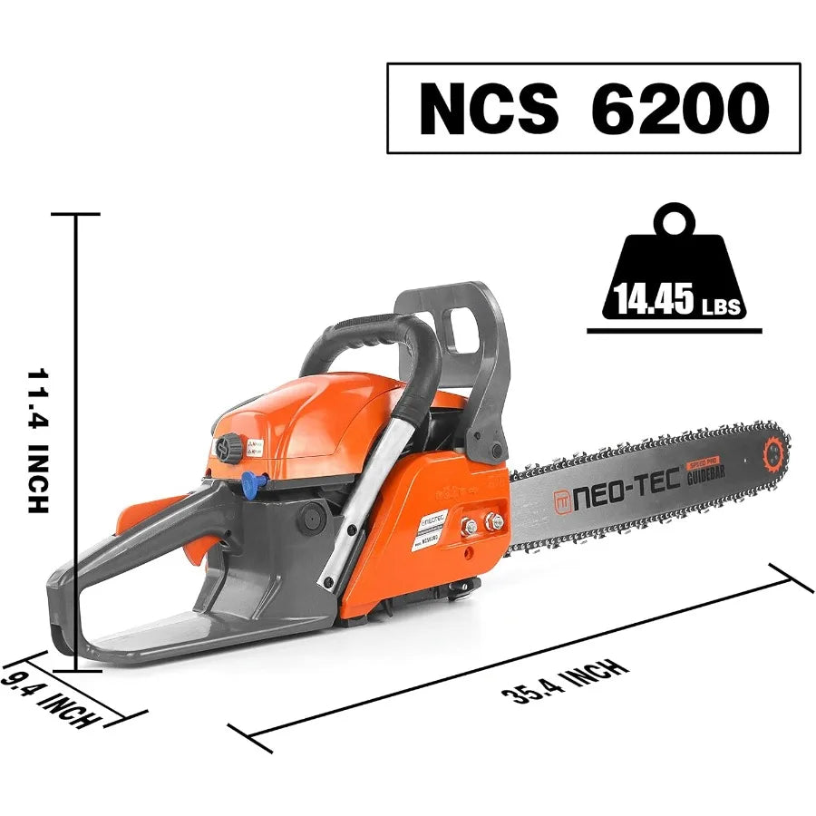 20 Inch Chainsaw 62CC Power Chain Saws Gas Powered 2 Stroke Handed Petrol Gasoline Chain Saw for Cutting Wood Outdoor G