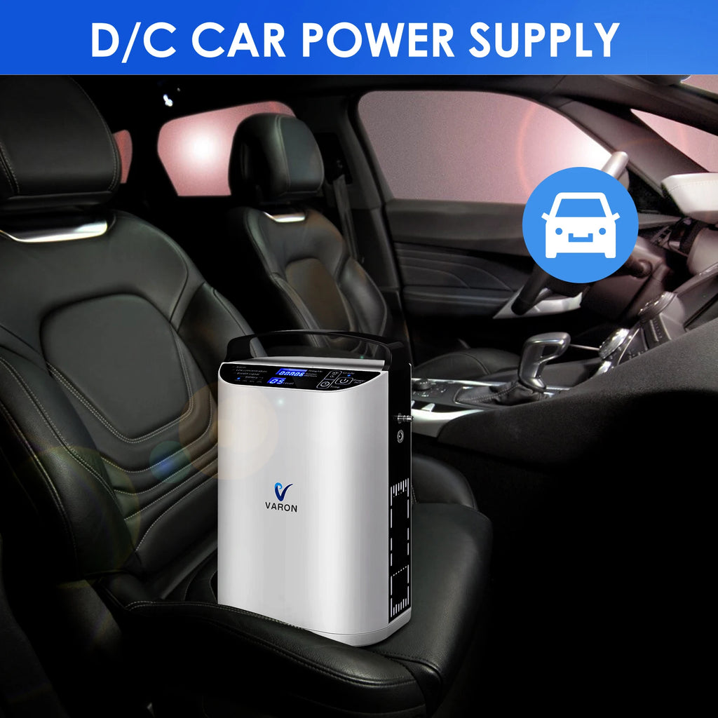 Varon 5L Pulse Flow Portable 0xy-gen Concentrator Air Purifier with Battery Rechargeable Outdoor Car Travel Use 110-240V Instcok